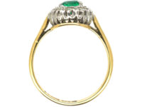 18ct Gold & Platinum, Emerald & Diamond Cluster Ring