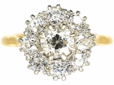 18ct Gold & Platinum Diamond Cluster Ring