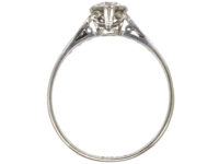 Art Deco Diamond Solitaire Ring with Diamond Set Shoulders