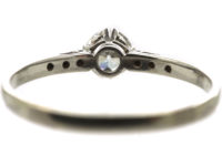 Art Deco Diamond Solitaire Ring with Diamond Set Shoulders