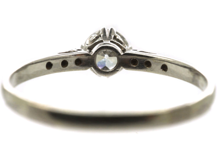 Art Deco Diamond Solitaire Ring with Diamond Set Shoulders