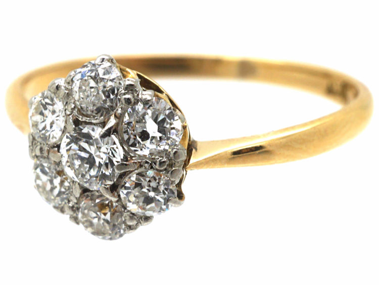 Edwardian 18ct Gold & Platinum, Diamond Cluster Ring