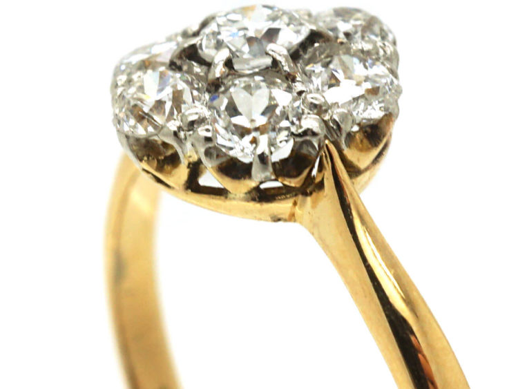 Edwardian 18ct Gold & Platinum, Diamond Cluster Ring