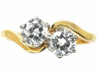 18ct Gold Two Stone Diamond Crossover Ring