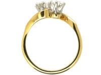 18ct Gold Two Stone Diamond Crossover Ring