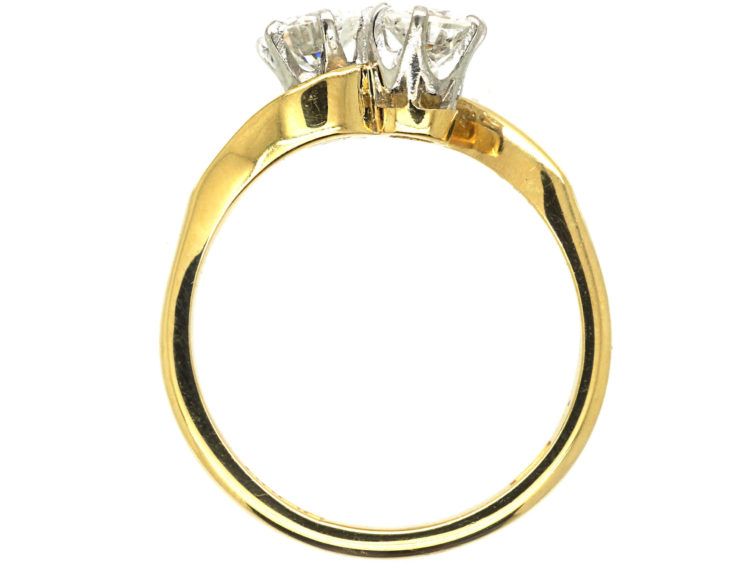 18ct Gold Two Stone Diamond Crossover Ring