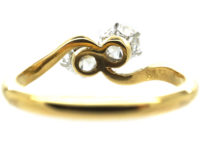 18ct Gold Two Stone Diamond Crossover Ring