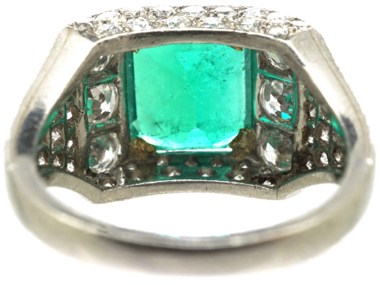 Retro Platinum & 18ct Gold, Emerald & Diamond Ring