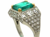Retro Platinum & 18ct Gold, Emerald & Diamond Ring