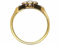 Edwardian 18ct Gold & Platinum, Diamond Cluster Ring with Diamond Set Shoulders