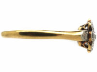 Edwardian 18ct Gold & Platinum, Diamond Cluster Ring with Diamond Set Shoulders