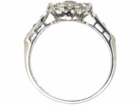 Edwardian 18ct White Gold & Platinum, Diamond Cluster Ring with Diamond set Shoulders