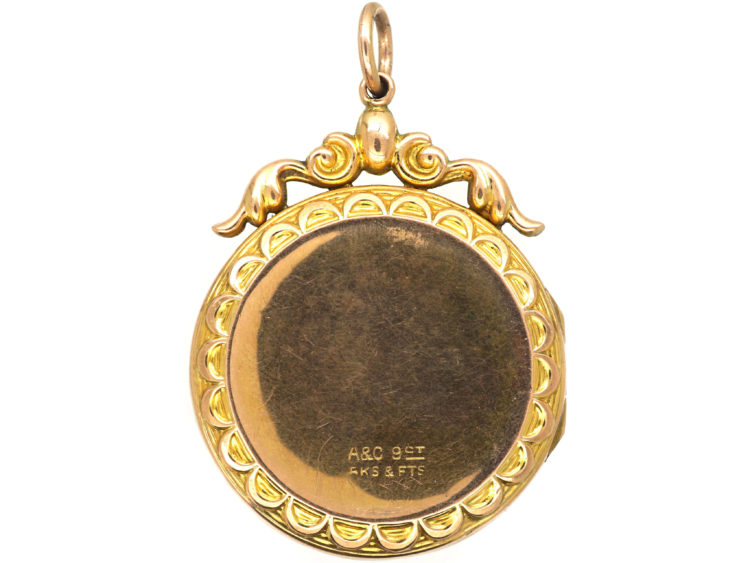 Edwardian 9ct Gold Back & Front Round Locket set with Pearls & Paste