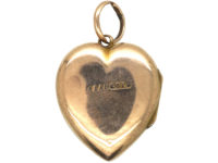 Edwardian 9ct Gold Heart Shaped Locket set with Green, Red Paste & Pearls