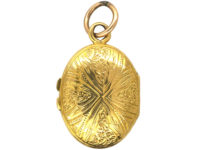 French 19th Century 18ct Gold Oval Locket set with Almandine Garnets & Natural Split Pearls
