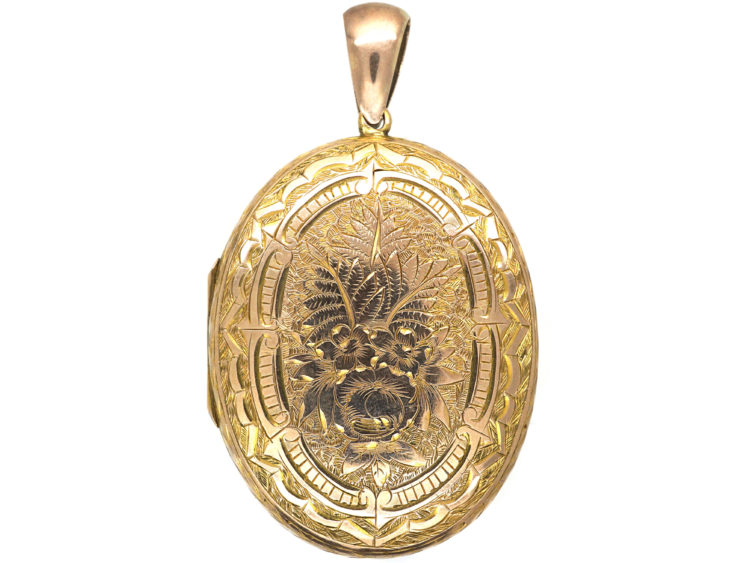 Victorian 9ct Gold Garter Design Oval Locket