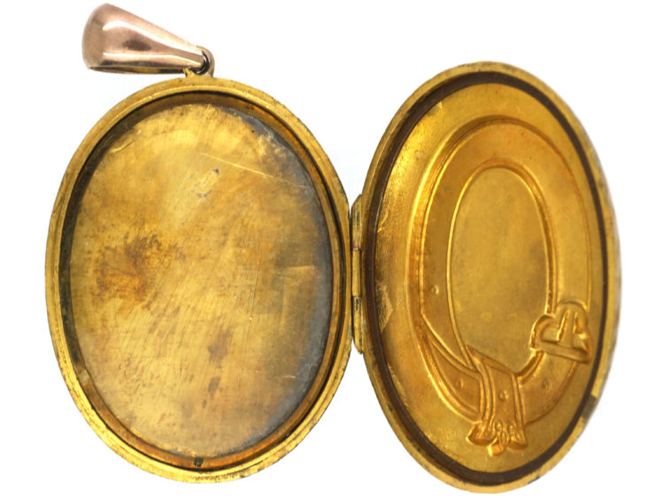 Victorian 9ct Gold Garter Design Oval Locket