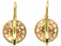 Edwardian 18ct Gold Diamond Cluster Earrings