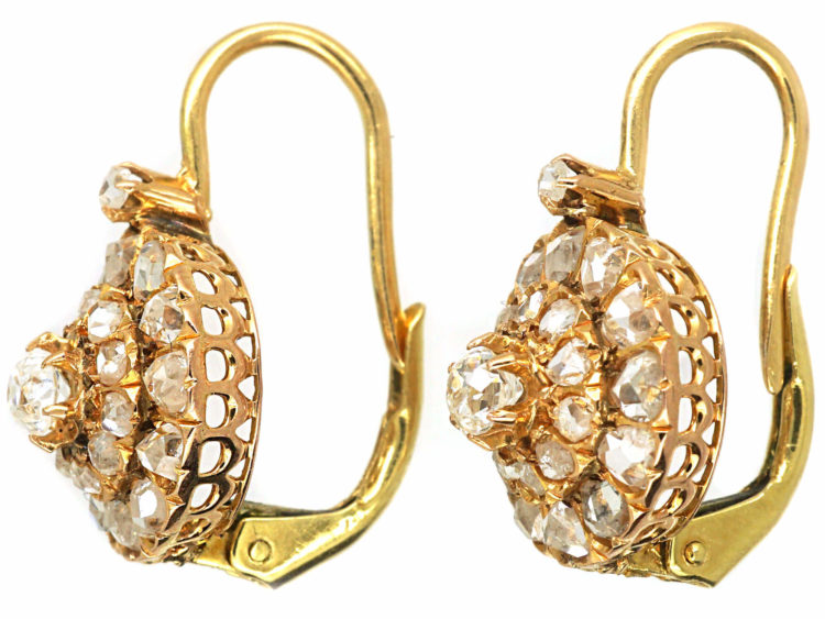 Edwardian 18ct Gold Diamond Cluster Earrings