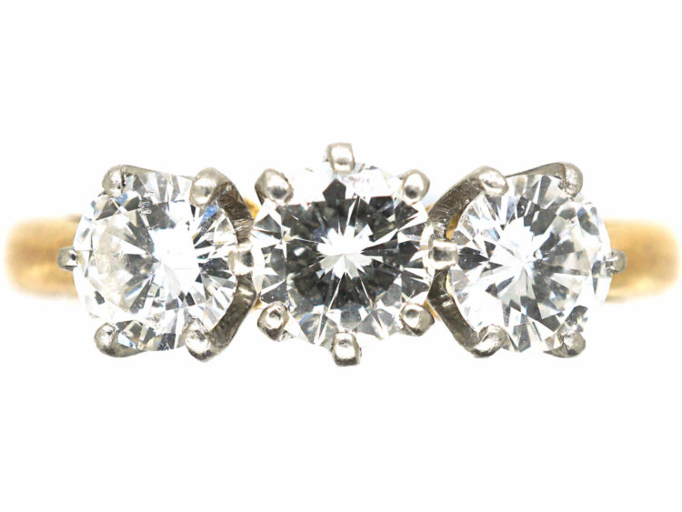 18ct Yellow & White Gold, Three Stone Diamond Ring