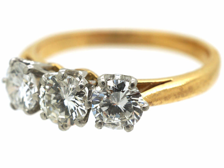 18ct Yellow & White Gold, Three Stone Diamond Ring