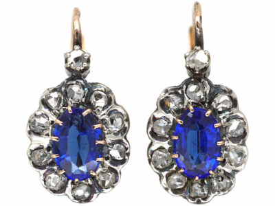French Belle Epoque Rose Diamond & Garnet Doublet Earrings