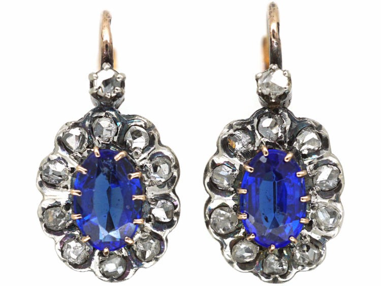French Belle Epoque Rose Diamond & Garnet Doublet Earrings