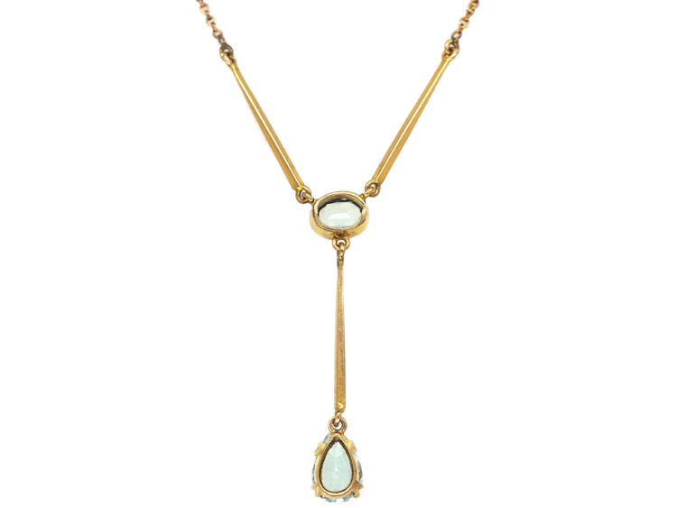 Art Deco 9ct Gold & Aquamarine Necklace