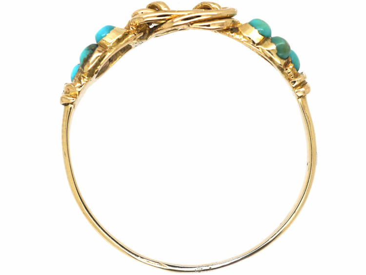 Late Georgian 15ct Gold Forget Me Not & Gold Knot Ring