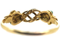 Late Georgian 15ct Gold Forget Me Not & Gold Knot Ring