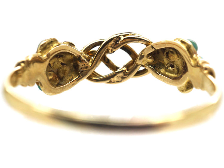 Late Georgian 15ct Gold Forget Me Not & Gold Knot Ring