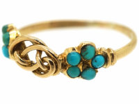 Late Georgian 15ct Gold Forget Me Not & Gold Knot Ring