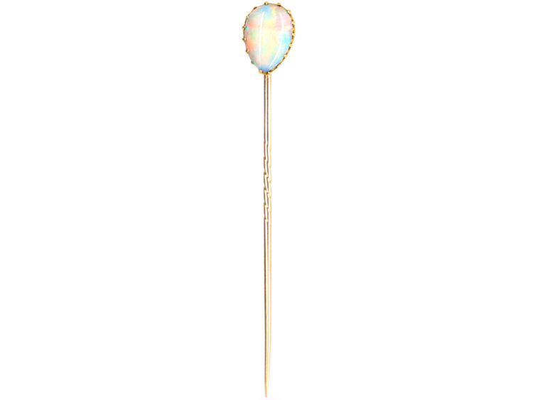 Edwardian 15ct Gold & Pear Shaped Opal Tie Pin