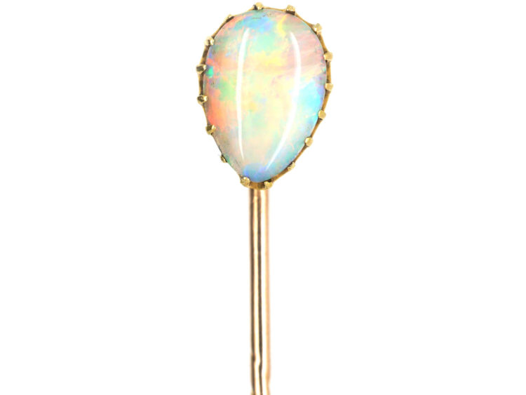 Edwardian 15ct Gold & Pear Shaped Opal Tie Pin