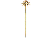 Edwardian 9ct Gold Fox Running Through a Horseshoe Tie Pin