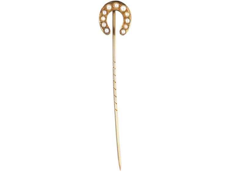 Victorian 15ct Gold & Natural Split Pearl Tie Pin
