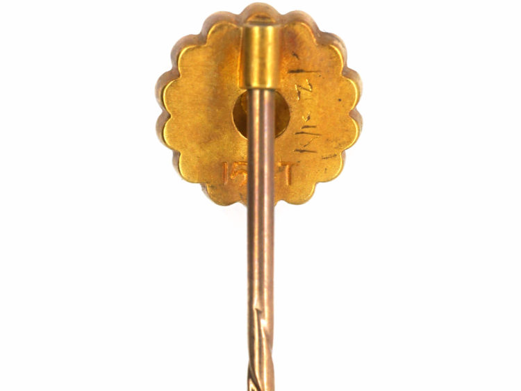 Victorian 15ct Gold Tie Pin set with a Rose Diamond