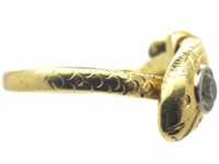 Edwardian 14ct Gold & Platinum Snake Ring set with a Diamond