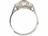 Art Deco Platinum, Marquise Cut Ruby & Diamond Ring