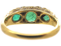 18ct Gold Three Stone Emerald & Diamond Ring