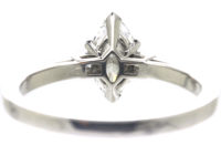 French Platinum, Marquise Diamond Ring with Baguette Diamond set Shoulders