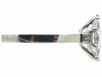 French Platinum, Marquise Diamond Ring with Baguette Diamond set Shoulders