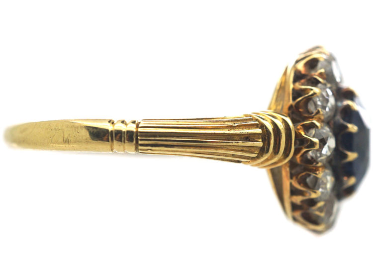 Edwardian 18ct Gold, Sapphire & Diamond Cluster Ring