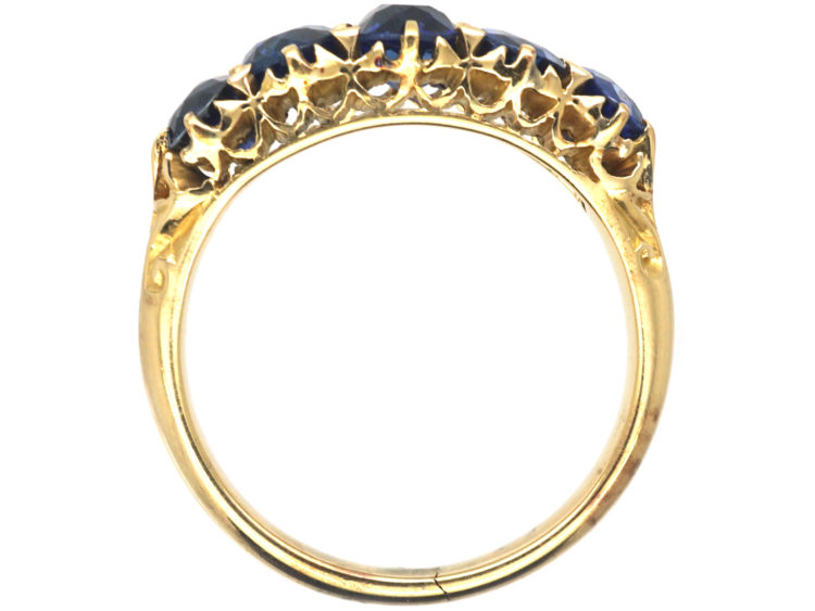 Victorian 18ct Gold Five Stone Sapphire Ring