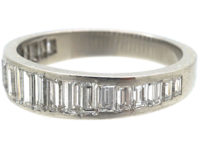 French Art Deco Platinum Baguette Diamond Half Eternity Ring