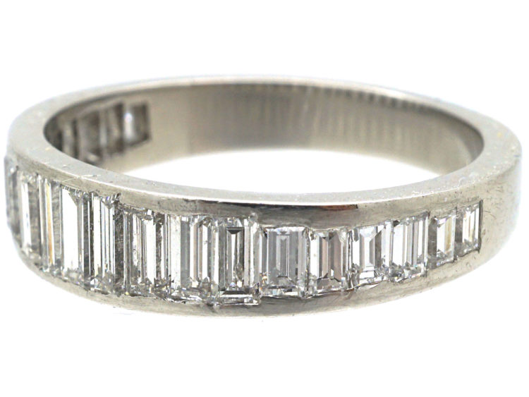 French Art Deco Platinum Baguette Diamond Half Eternity Ring