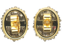 18ct White & Yellow Gold, Opal & Diamond Oval Cluster Earrings