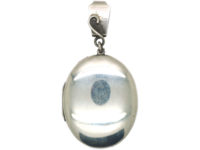 Victorian Silver Engraved Oval Locket with Engraved Loop