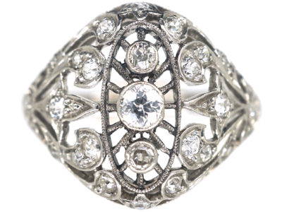 Art Deco Dome Shaped Ring set with Diamonds by Pickslay & Co