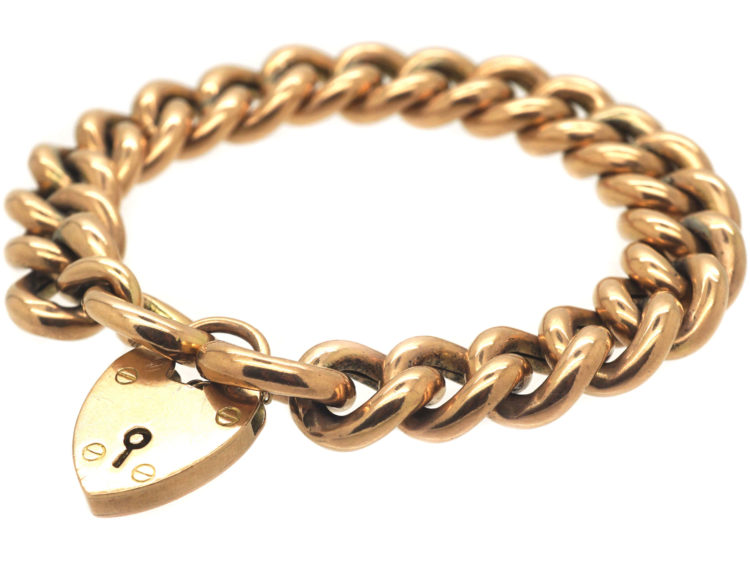 Edwardian 9ct Gold Curb Bracelet